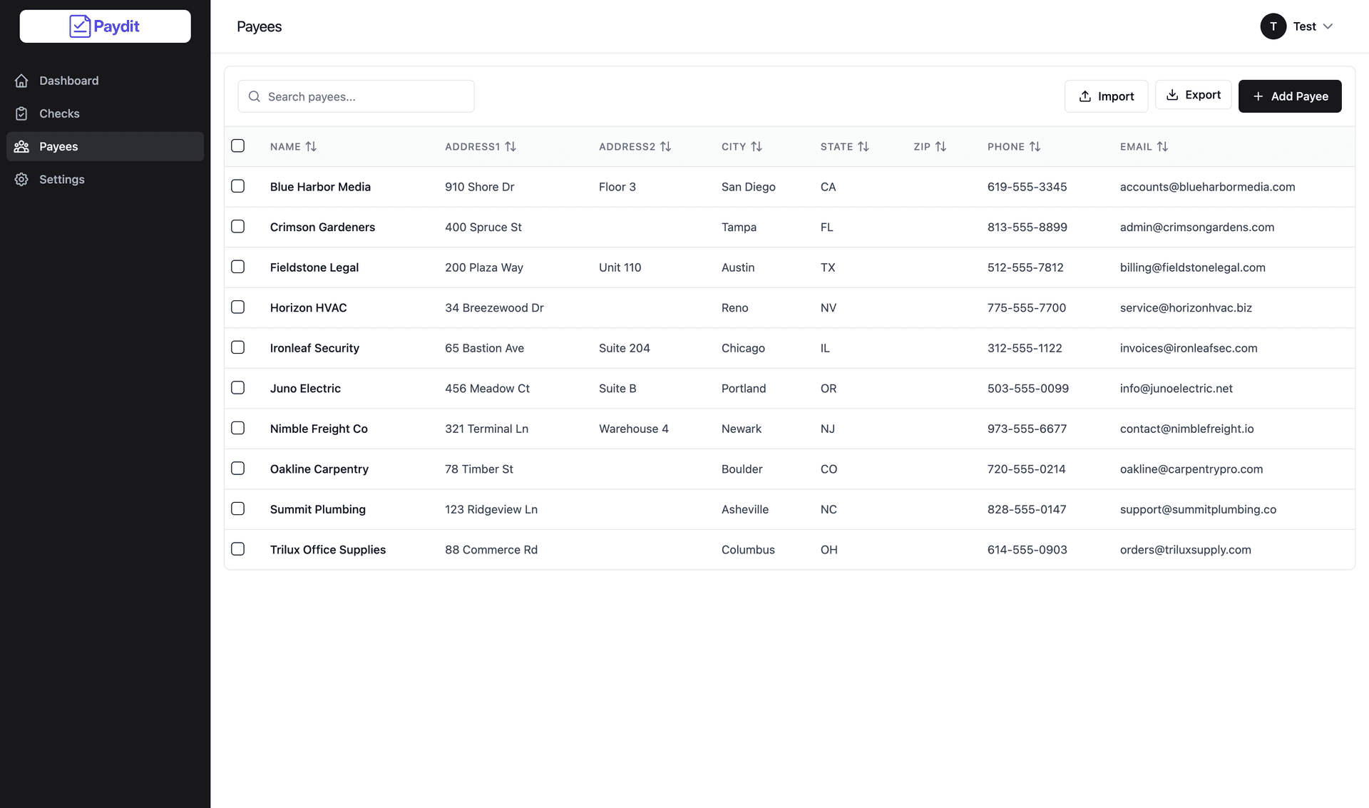 Payee Management